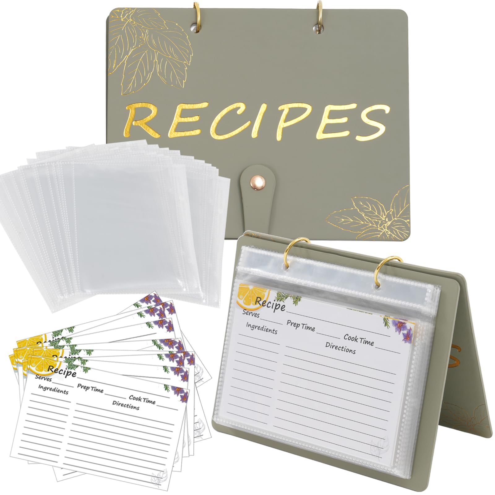 Libro de recetas Yconbotr con 50 tarjetas 4x6 para organizar tus platos.