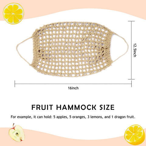 Hamaca macramé Ycsst para frutas grandes, decoración bohemia en la cocina.