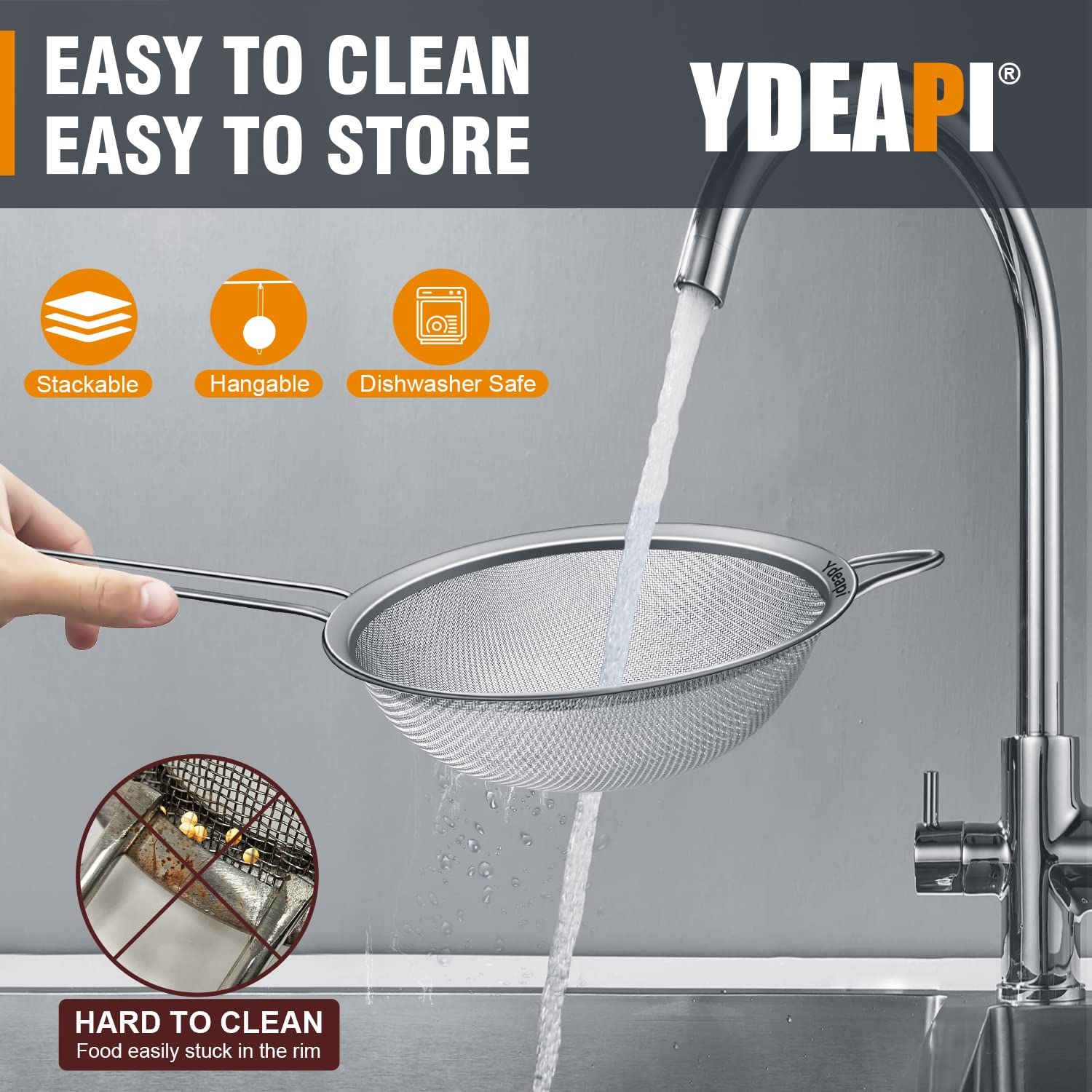 Colador Ydeapi con mango ergonómico para uso diario en cocina