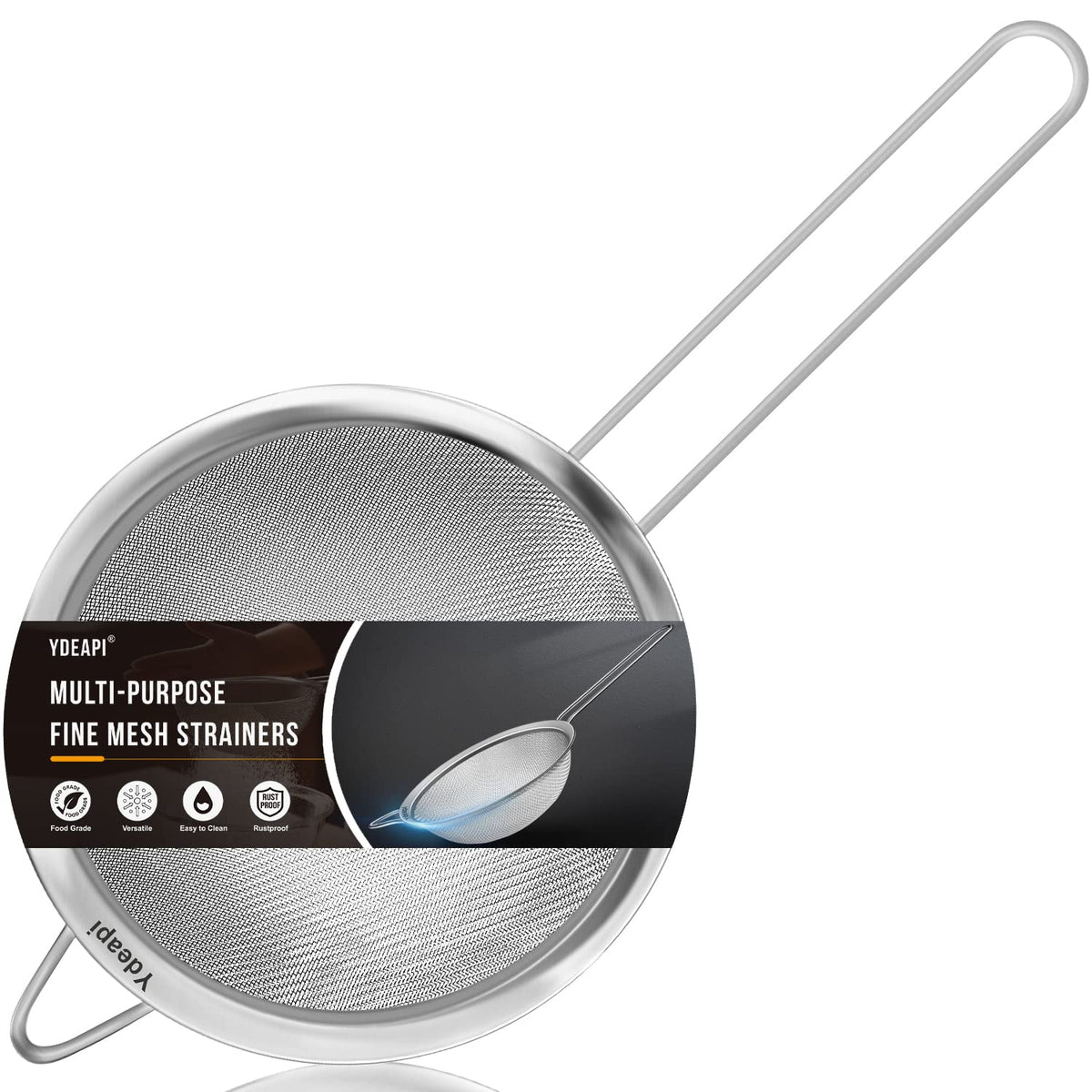 Colador Ydeapi de malla fina 6.3 pulgadas con mango para enjuagar arroz