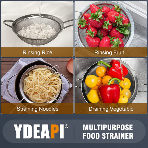 Colador Ydeapi en acero inoxidable, malla fina para quinoa