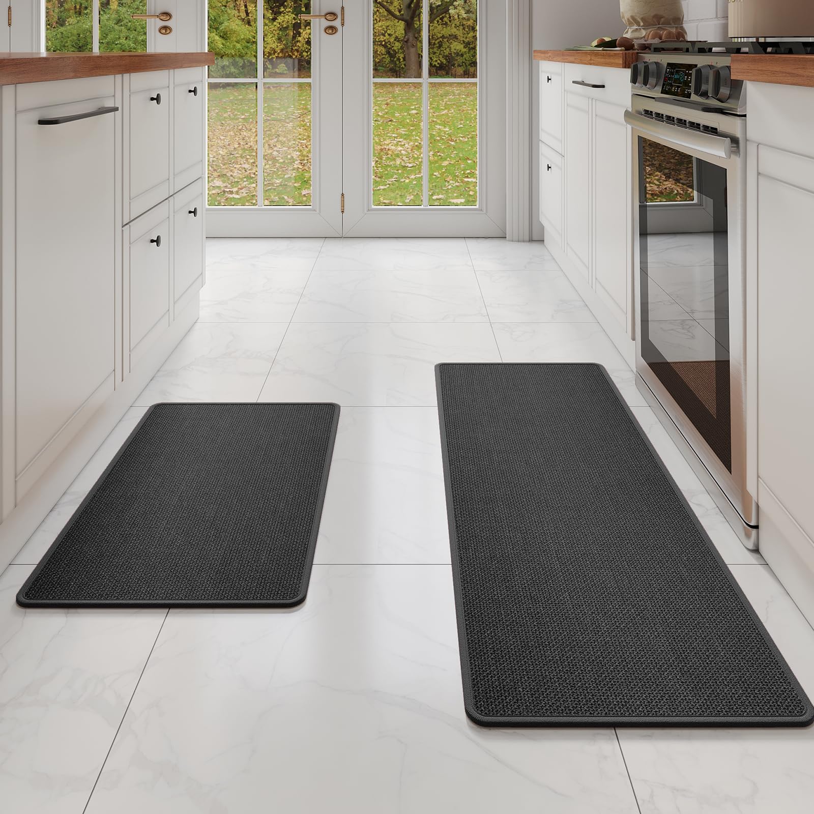Alfombra YDKGL absorbente en cocina para líquidos junto al fregadero.