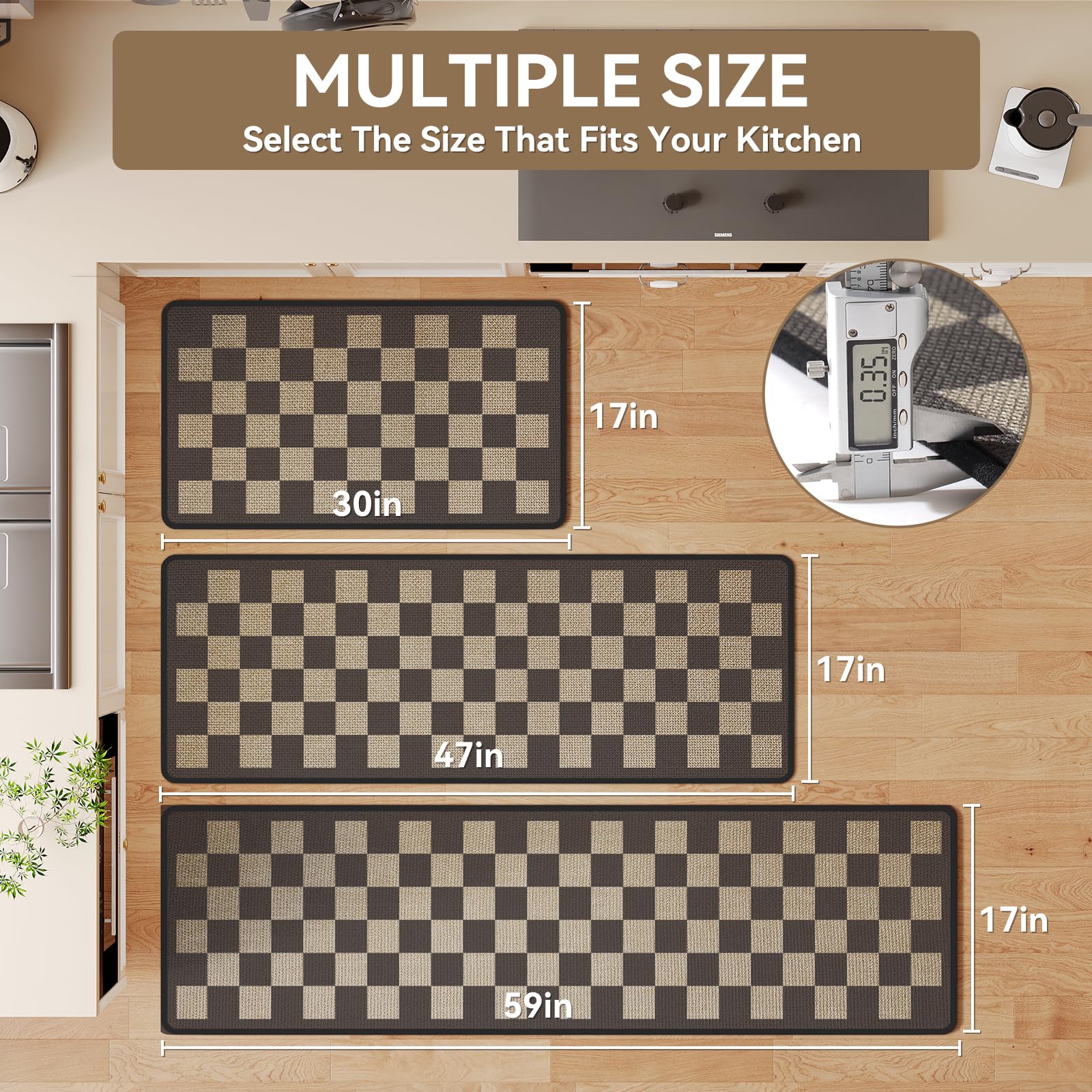 Alfombra YDKGL de cocina absorbente con efecto lino para derrames.