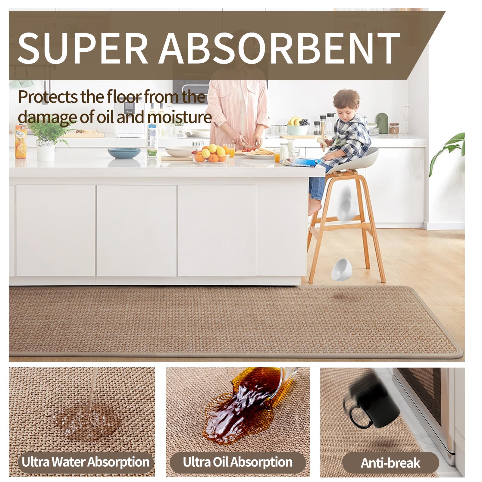 Alfombra cocina lavable YDKGL fácil de limpiar y mantener