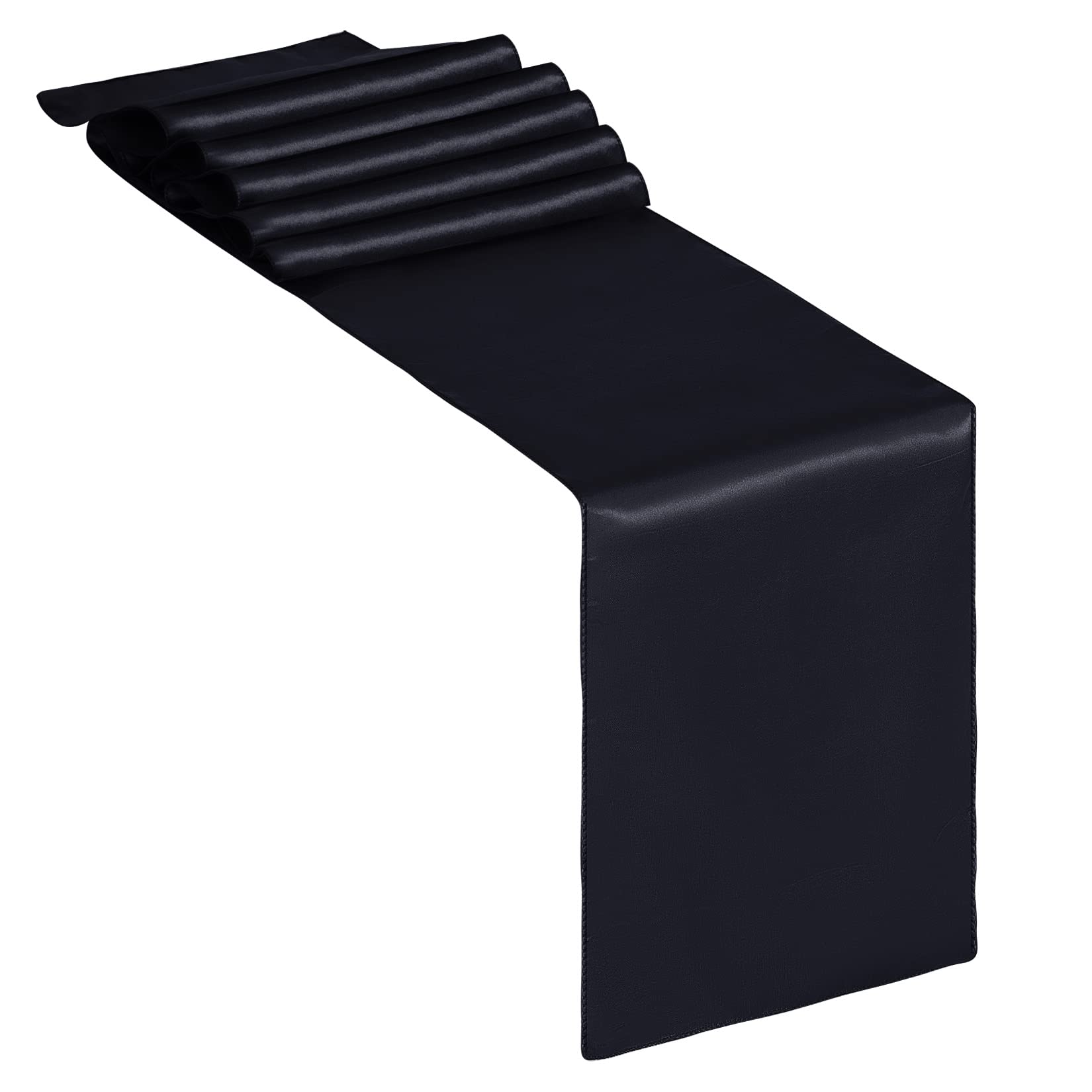 Primer plano de la tela satin negro de Yeabwps con brillo suave.