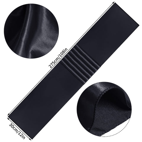 Camino de mesa negro Yeabwps sobre mesa rectangular para eventos.