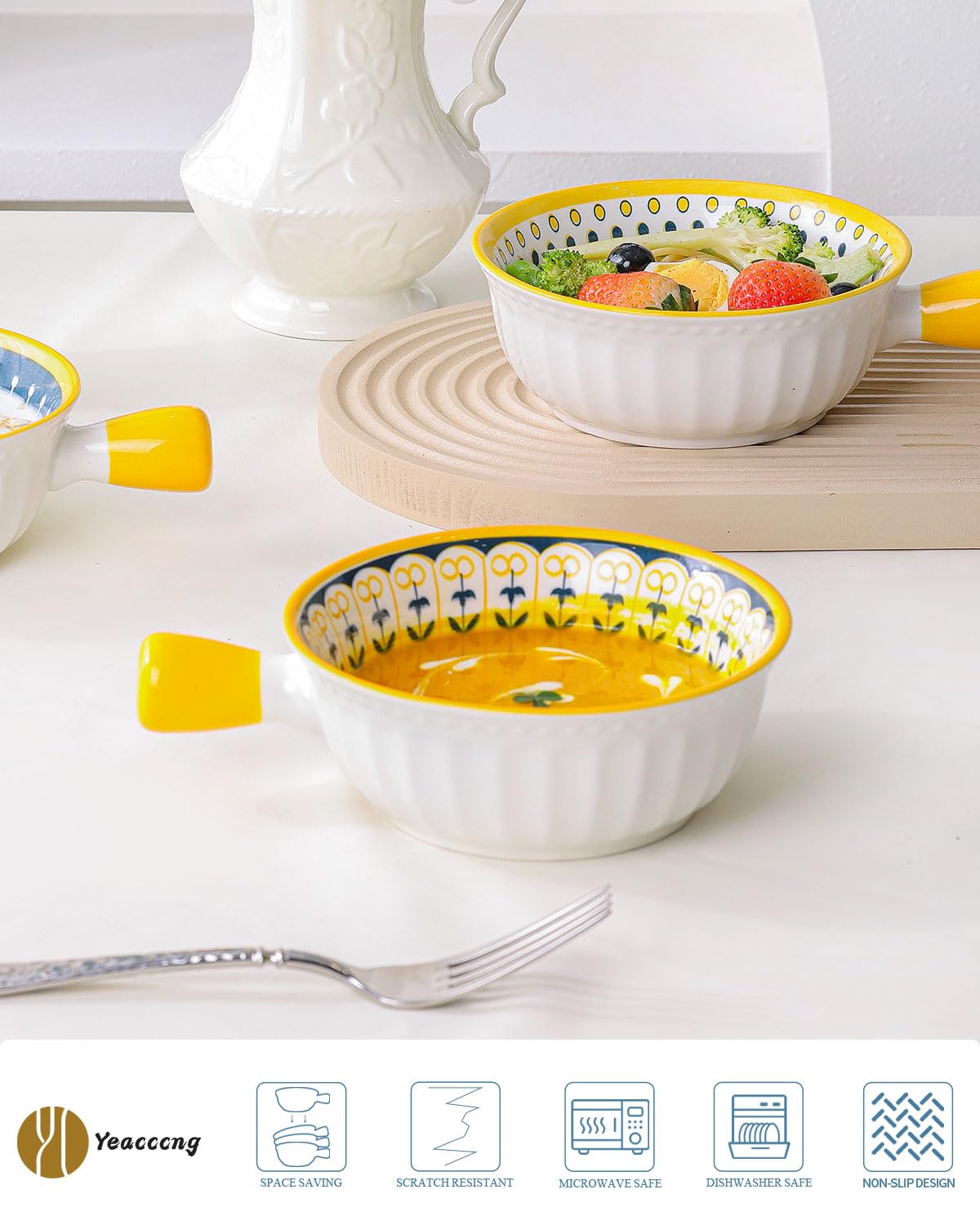 Yeacccng cuenco para sopa, guisos y pastas en una sola pieza
