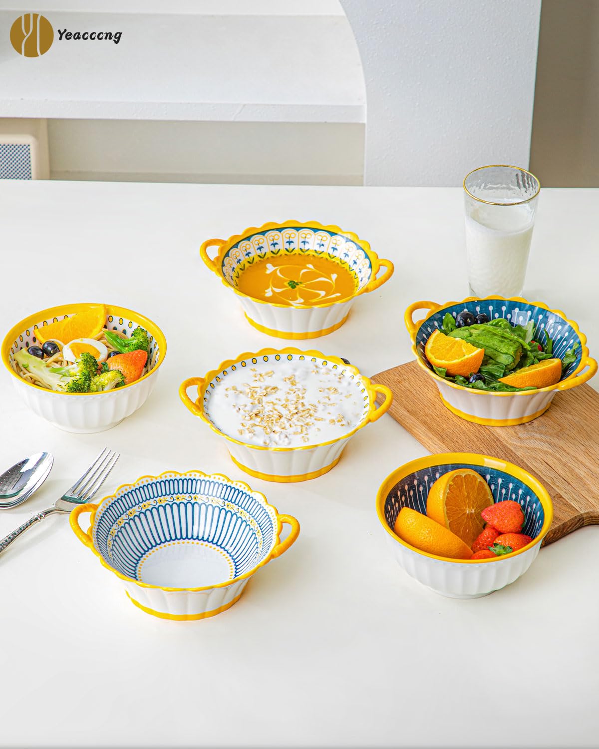 Yeacccng tazon ceramico para sopas y guisos con asa practica