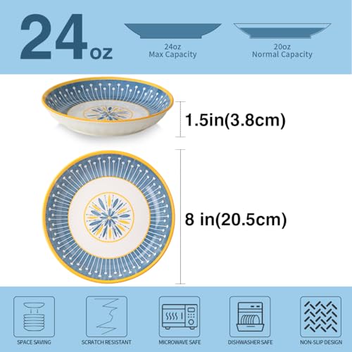 Yeacccng tazones pasta 8 pulgadas ceramica, superficie duradera para servir ensaladas.