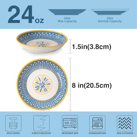 Yeacccng tazones pasta 8 pulgadas ceramica, superficie duradera para servir ensaladas.