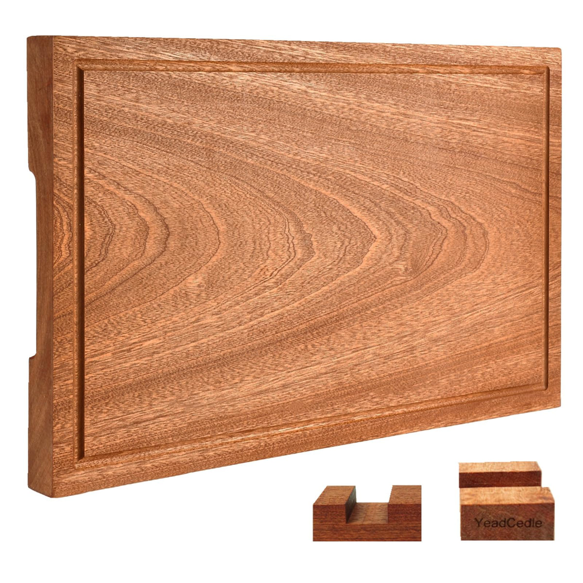YeadCedle: tabla de corte de madera Sapele de una pieza, duradera y estable para la cocina.