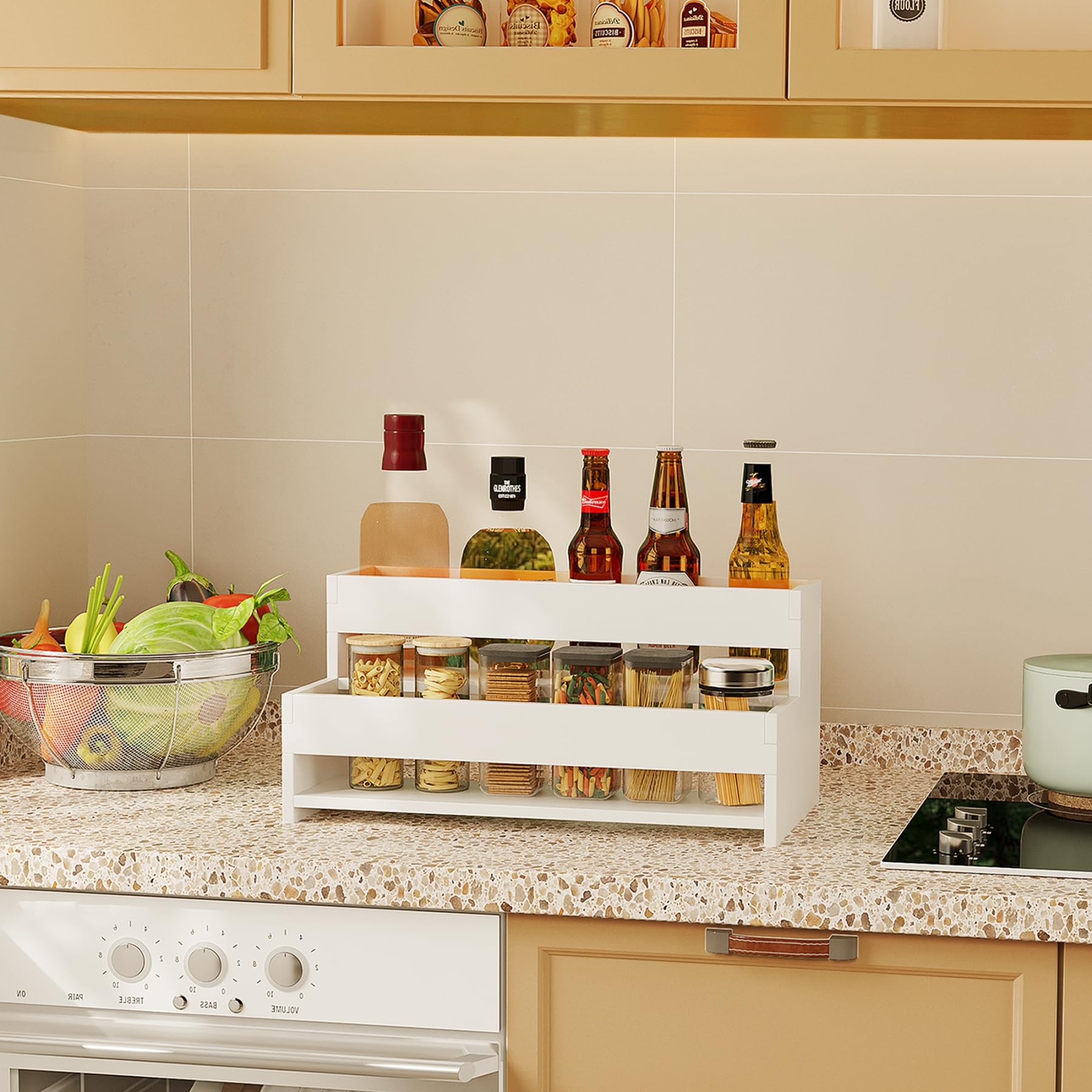 Yeavs organizador compacto, dimensiones útiles para mostrador.