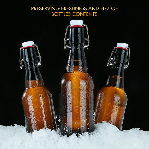 Botella YEBODA para cerveza casera, vidrio ámbar y tapa flip.