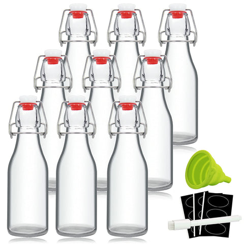 Botellas YEBODA de 8oz con tapa bisagra, ideales para bebidas caseras.
