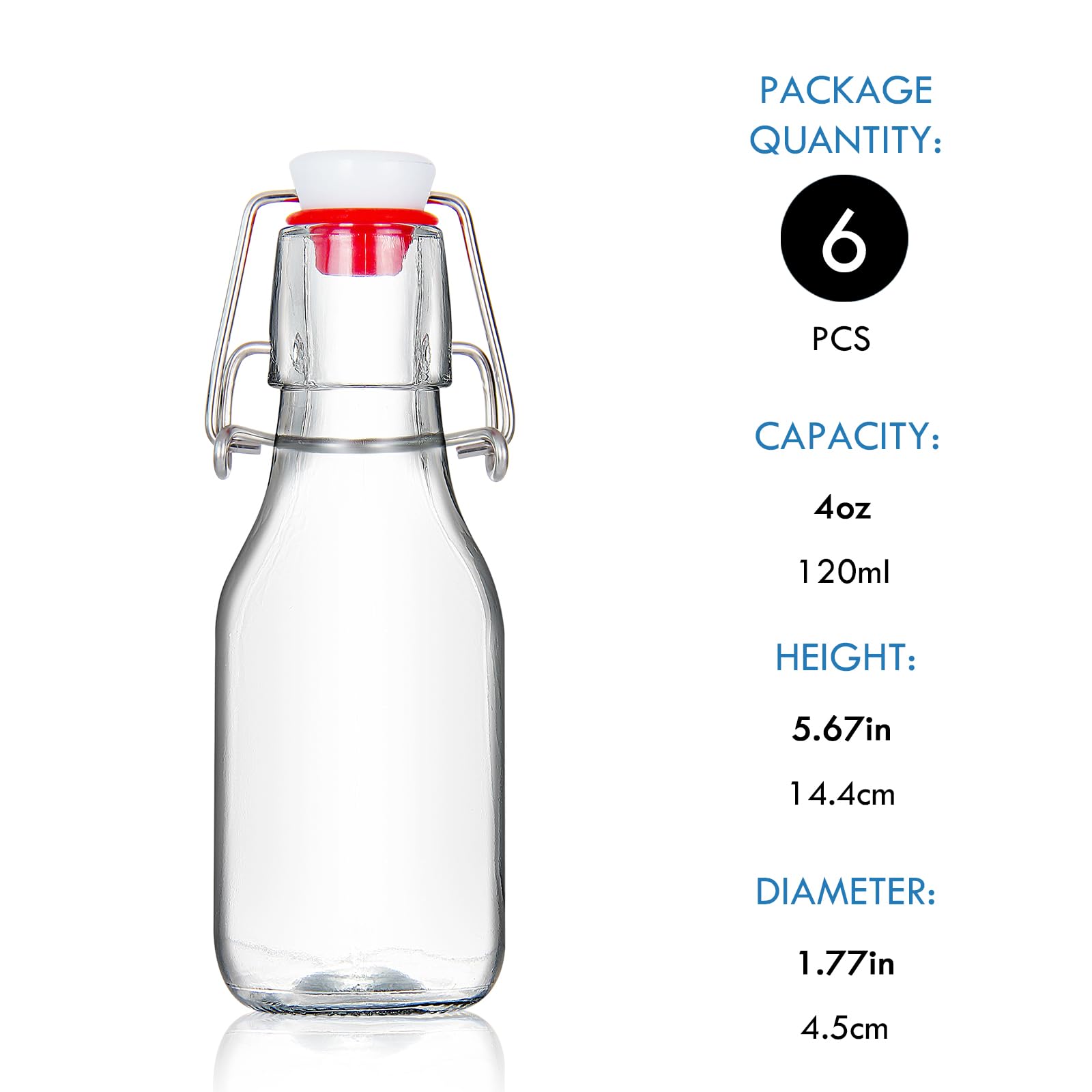 Botellas de vidrio 4oz para aceites y aderezos con cierre hermético.