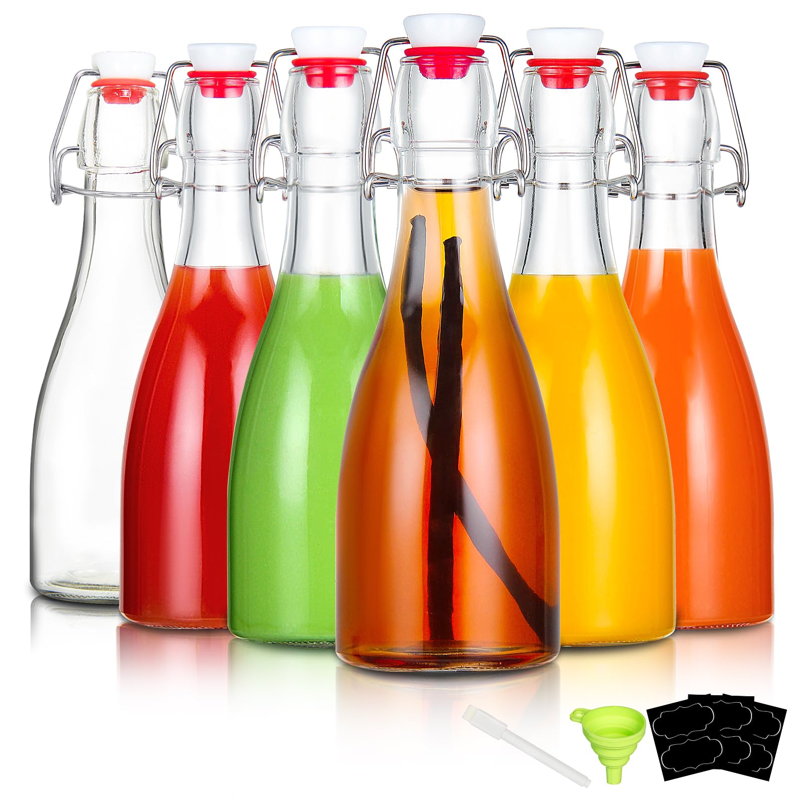 Botellas de cristal YEBODA con tapas basculantes de acero inoxidable para frescura asegurada.