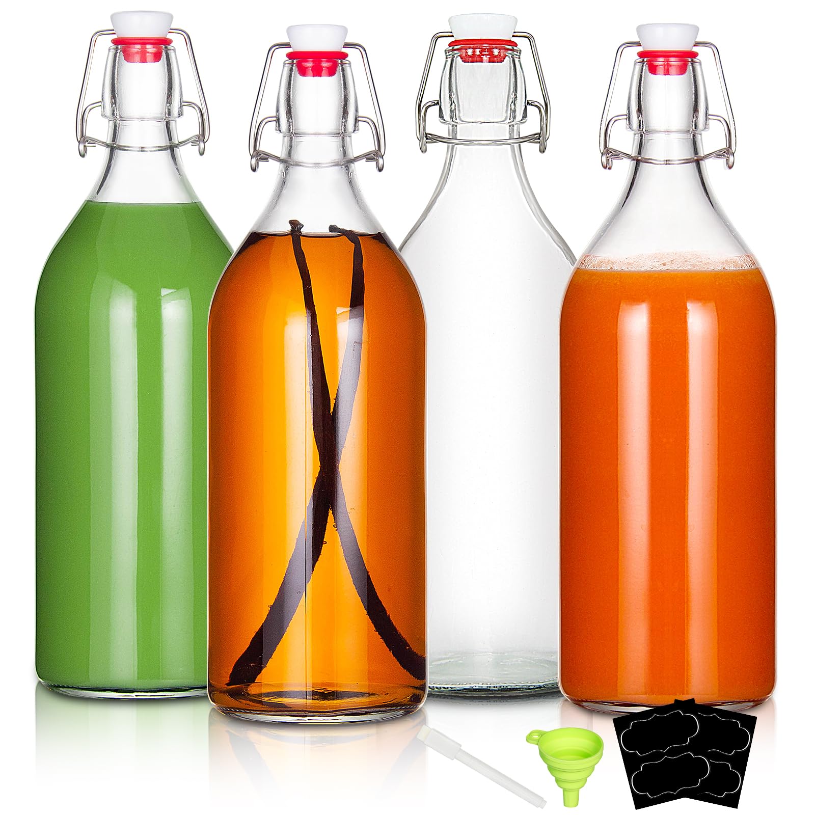 YEBODA botellas de vidrio 32 onzas con tapas oscilantes, ideales para cervecería casera y frescura.