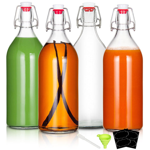 YEBODA botellas de vidrio 32 onzas con tapas oscilantes, ideales para cervecería casera y frescura.