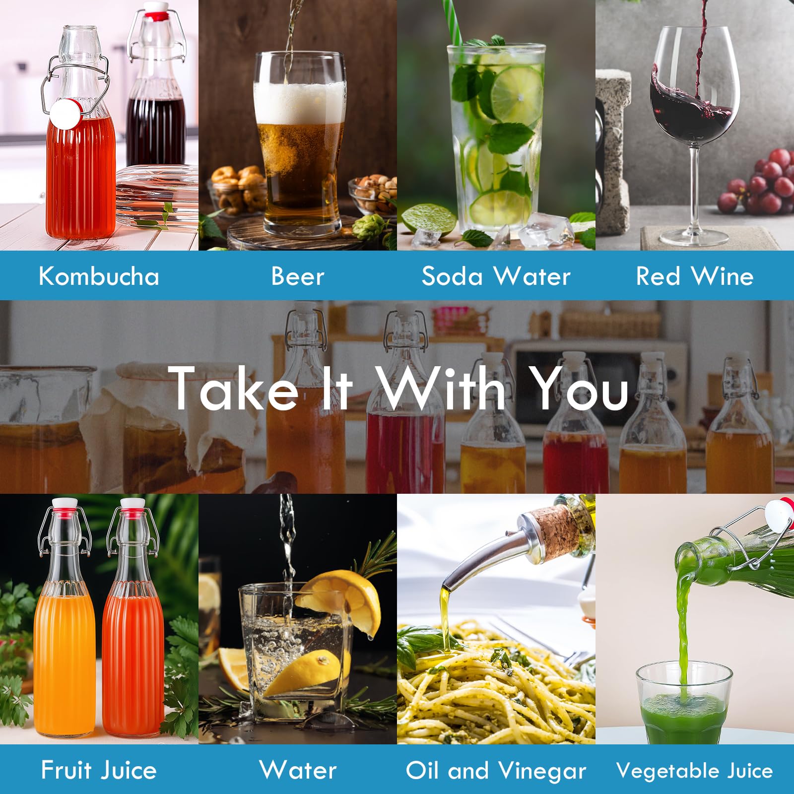 Botellas YEBODA para aceites y vinagres con tapa hermética