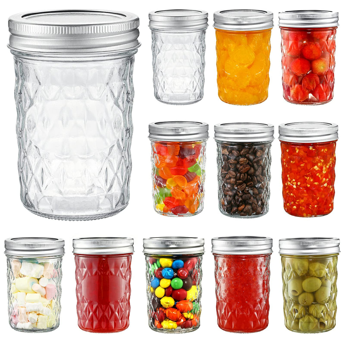 Frascos YEBODA de 8 oz con tapas, almacenamiento seguro para conservas y postres.