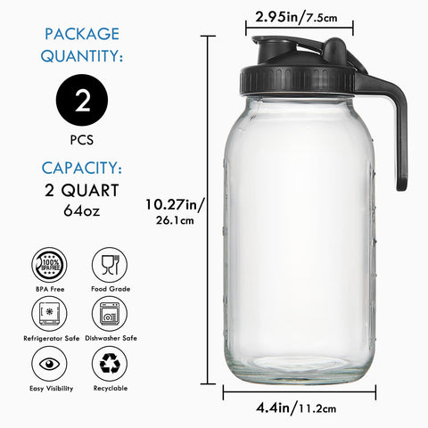 Jarra de boca ancha YEBODA 64oz facilita limpieza.