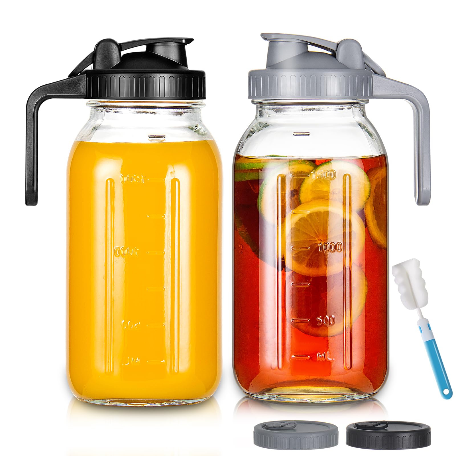 Jarra YEBODA 64oz con tapa voltea para verter sin goteos.