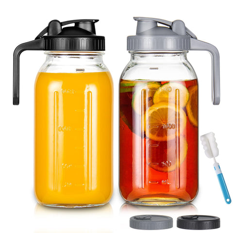 Jarra YEBODA 64oz con tapa voltea para verter sin goteos.