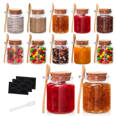 Tarro de vidrio YEBODA 10 oz con tapa de corcho para especias.
