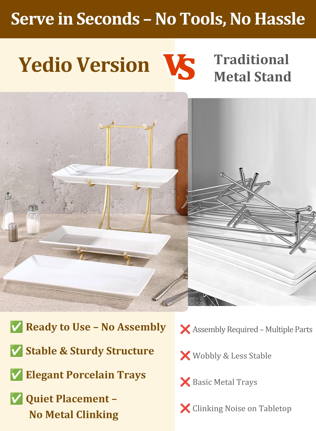 Acabado porcelana blanco con detalle dorado de Yedio para mesa sofisticada