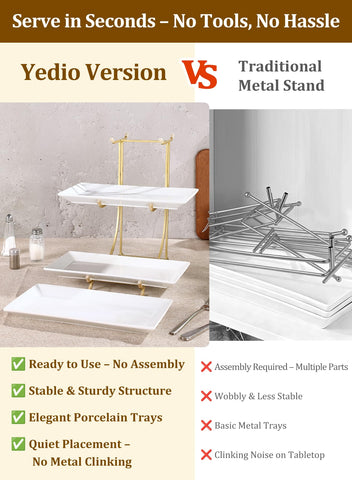 Acabado porcelana blanco con detalle dorado de Yedio para mesa sofisticada