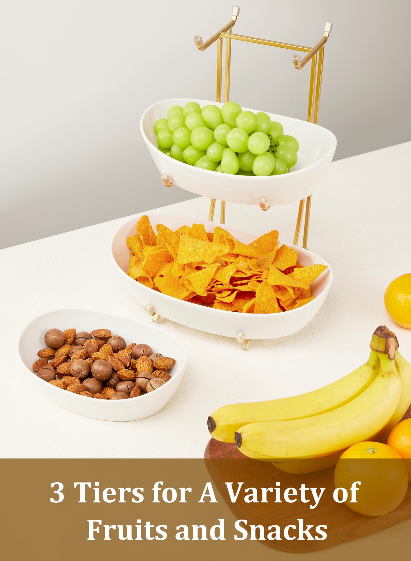 Yedio uso versátil para fruta, bocadillos y postres en mesa.