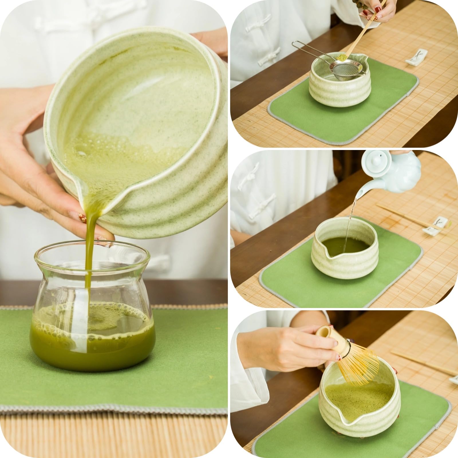 YEEMUOS matcha tazón cerámico, retiene calor para un preparado estable.