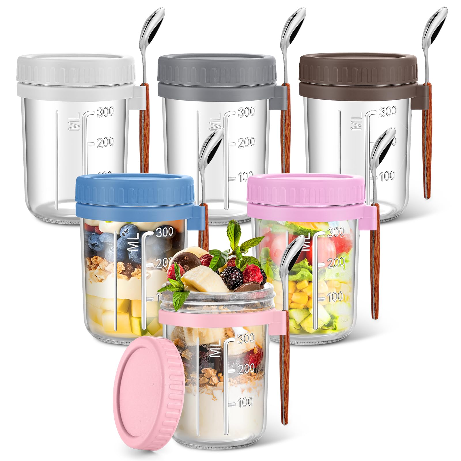 Yeenhoopy frascos vidrio 16 oz con tapas herméticas para avena nocturna