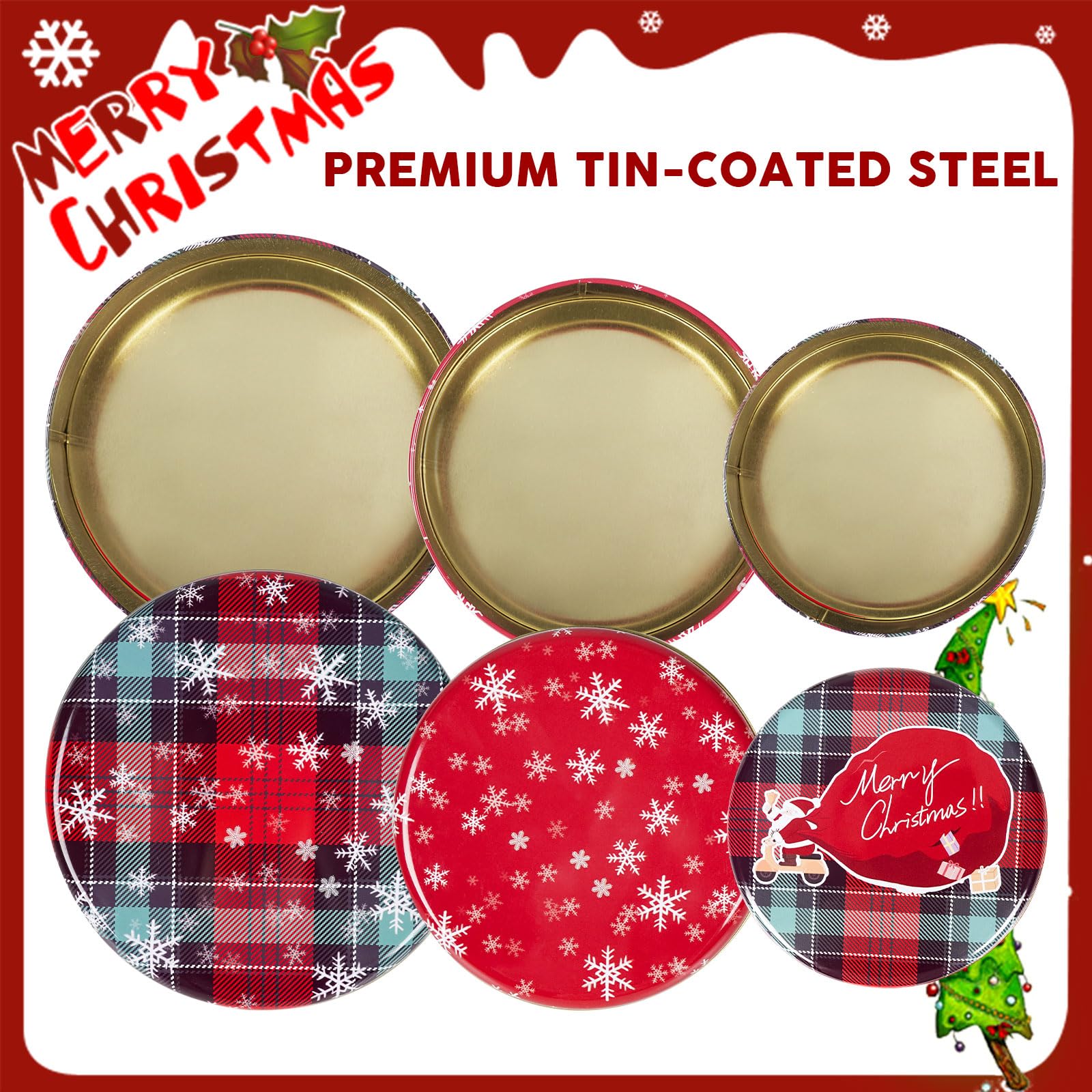 Latas Yeenoon para galletas navideñas, mantienen fresco y organizado.