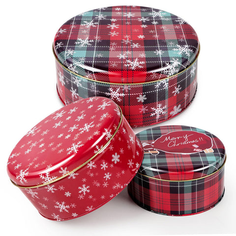Latas navideñas Yeenoon, conjunto de tres, ideales para galletas y dulces.