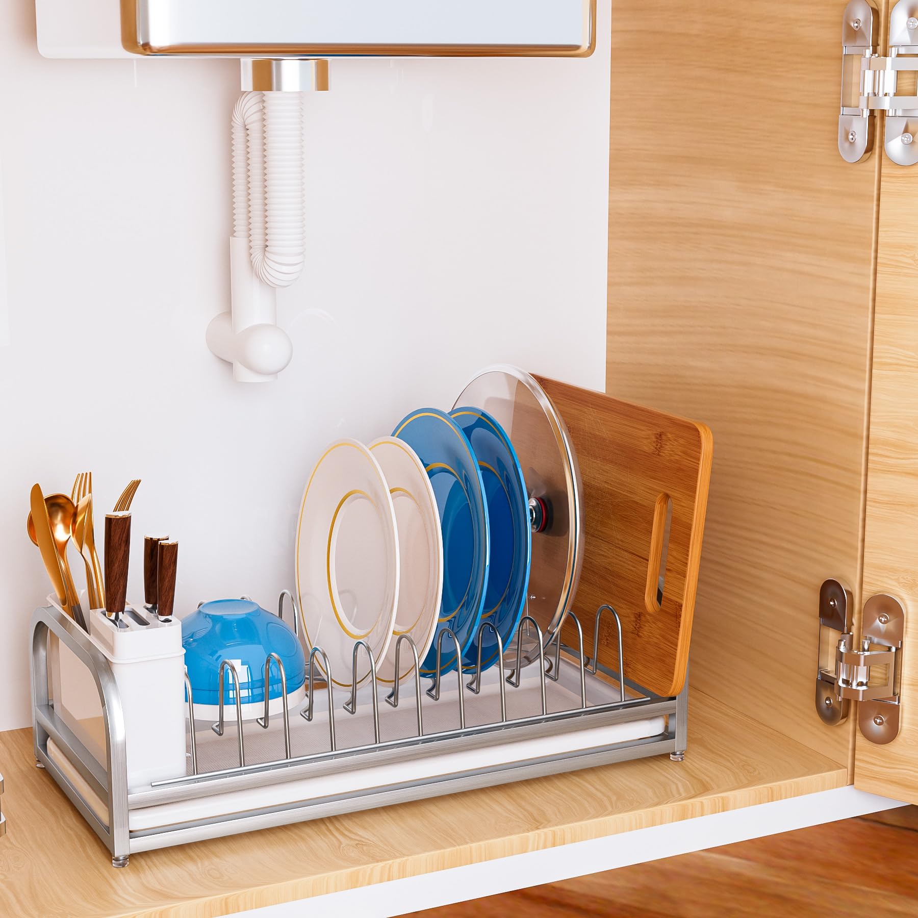 YEYPOP porta utensilios con orificios para secado rápido.