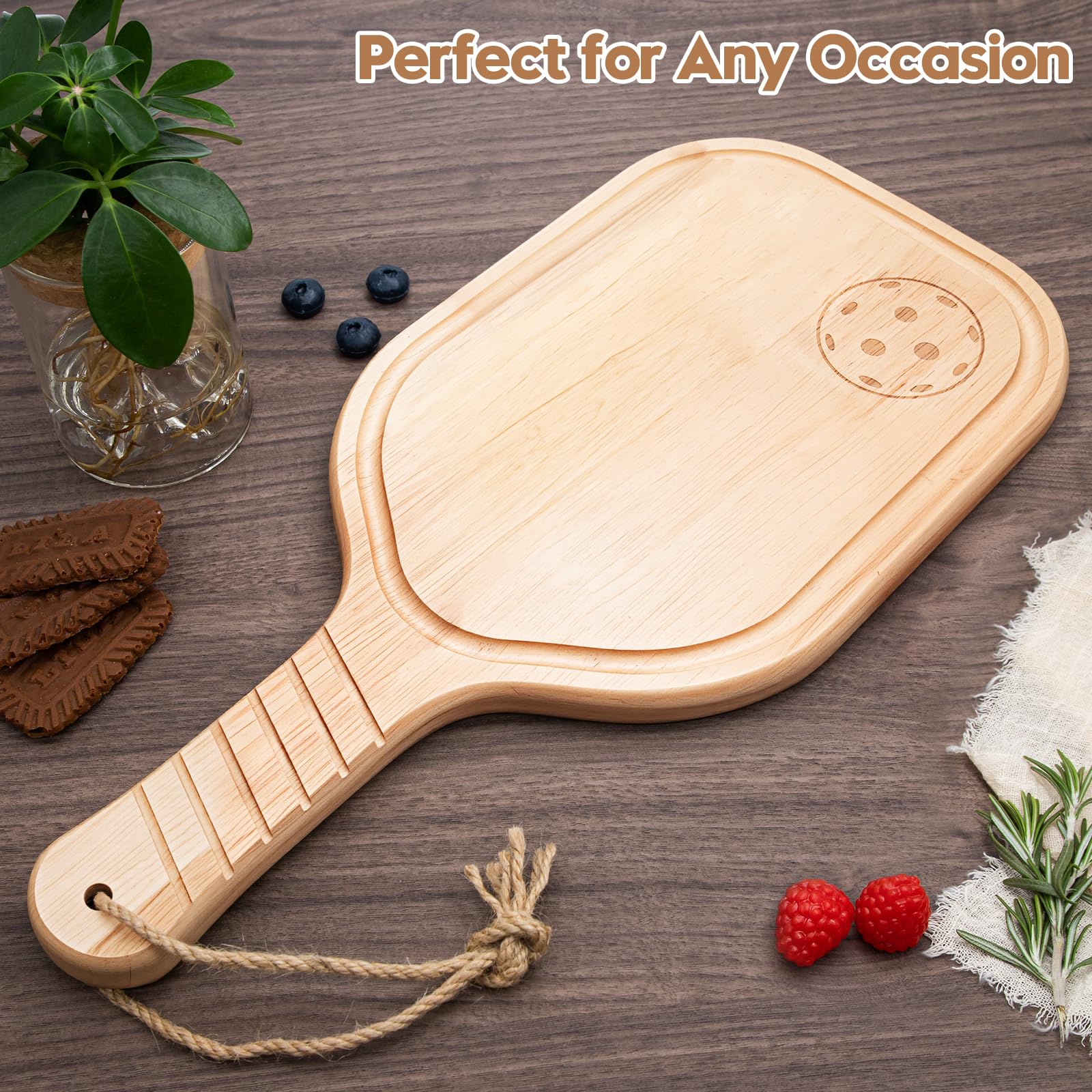 Yeiukael Tablero Charcutería Pickleball 17 pulgadas, acabado de madera suave, durable para uso diario.
