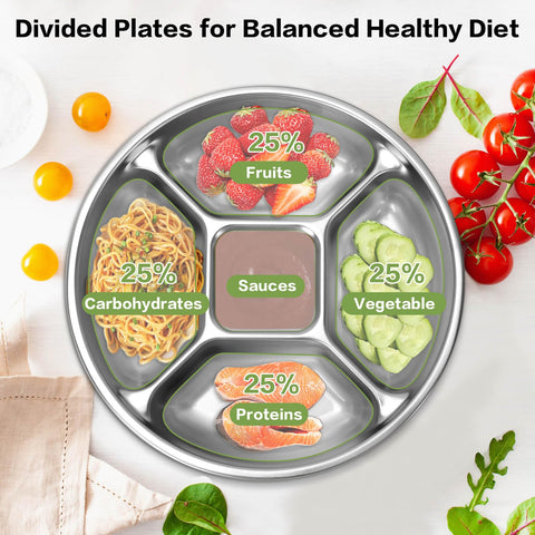 YEJZXY plato acero inoxidable libre de BPA para mesa duradera.