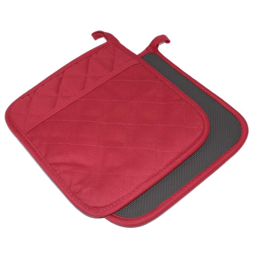 Guantes YEKOO de horno: frente con bolsillo para manipular platos calientes con seguridad.