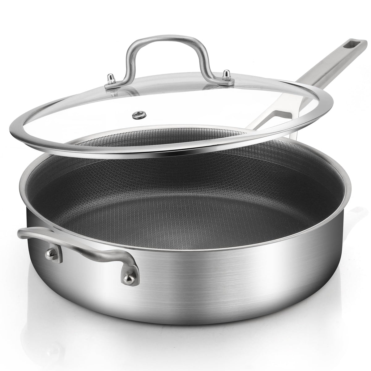 Sartén Yeksum 7QT con tapa para cocción uniforme y gran capacidad