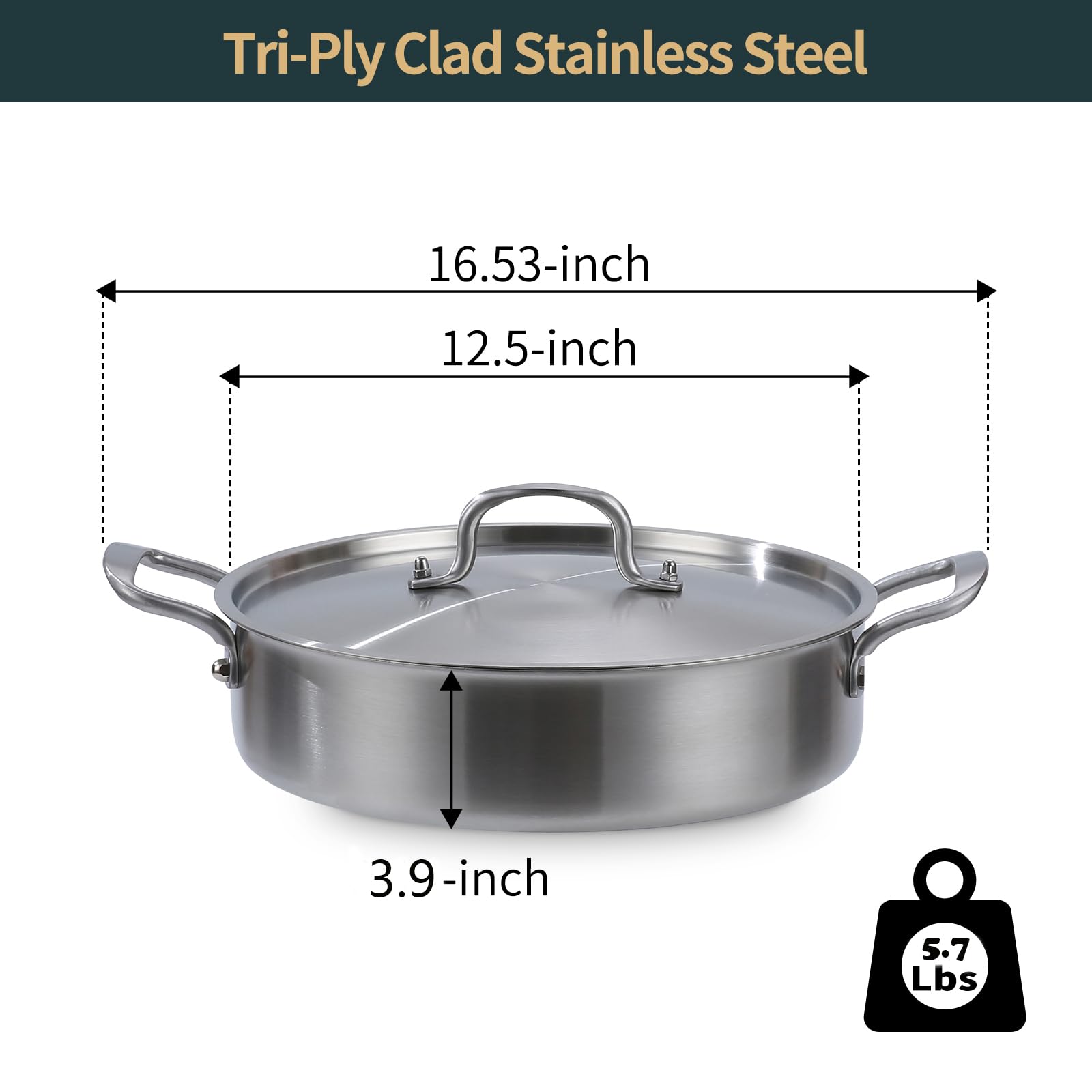 Yeksum sarten-triple-capa-7-quart bordes rectos minimizan salpicaduras