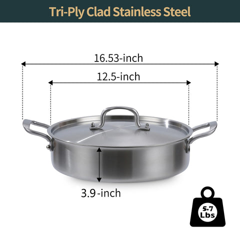 Yeksum sarten-triple-capa-7-quart bordes rectos minimizan salpicaduras