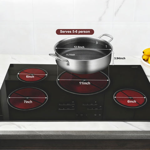 Apto para horno y todas las cocinas, sartén Yeksum Tri-Ply de 12 pulgadas