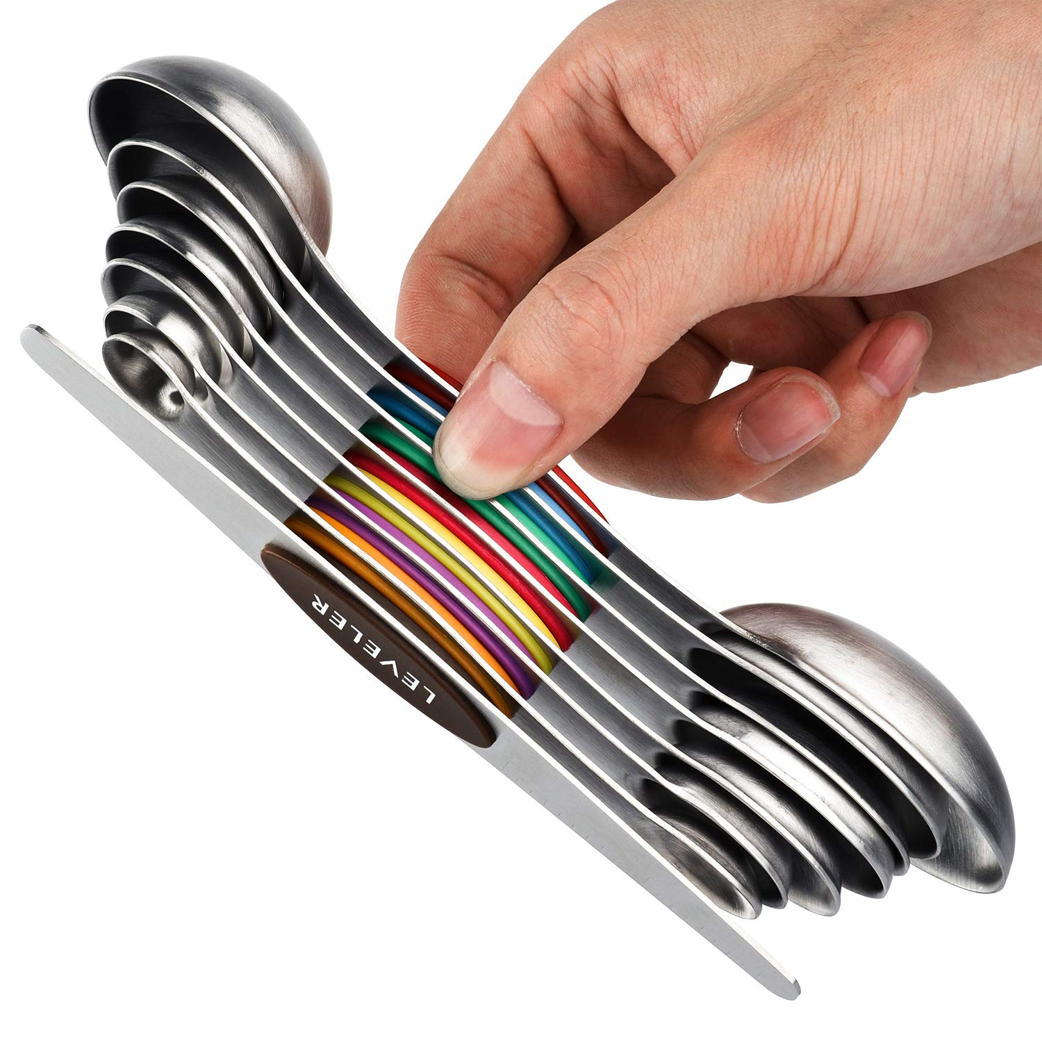 Cucharas de medición magnéticas YellRin de 8 piezas para ordenar cajones.