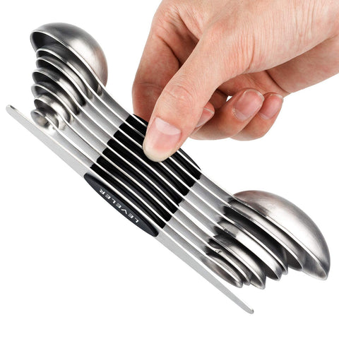 Cucharas medidoras magnéticas YellRin de doble extremo para líquidos y secos.