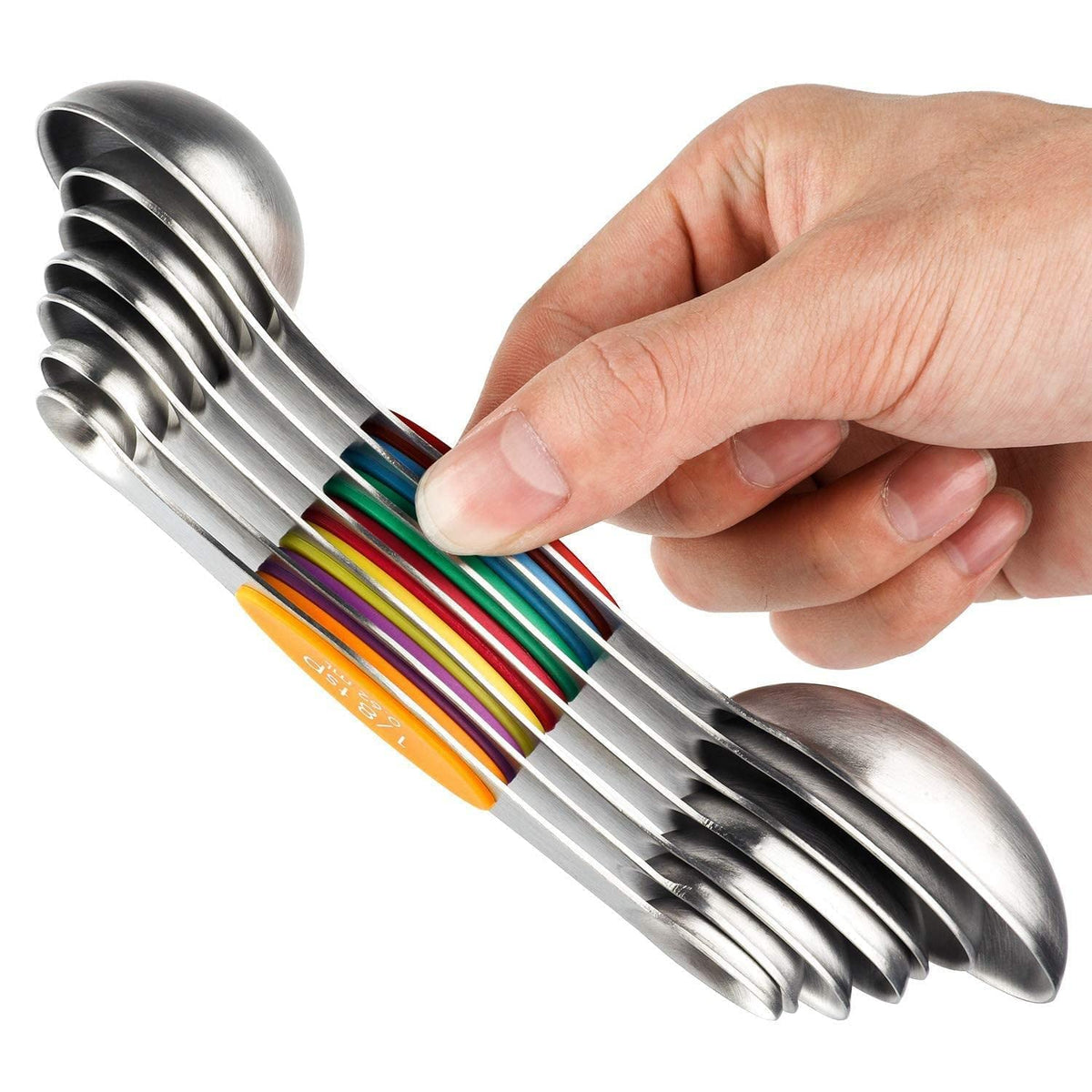 Cucharas medidoras YellRin de dos caras en acero inoxidable para líquidos.