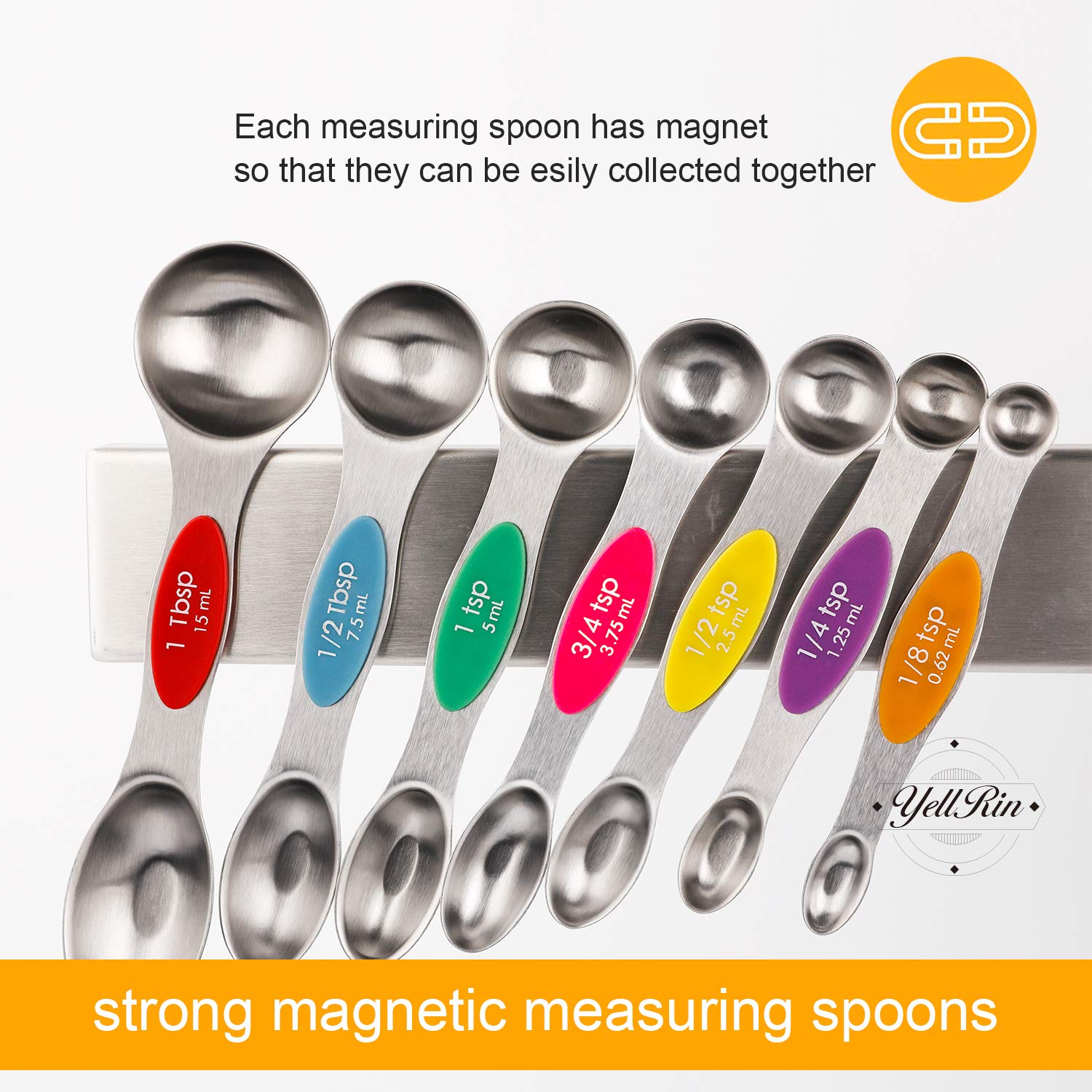 YellRin centro magnetico mantiene las cucharas unidas para almacenamiento.