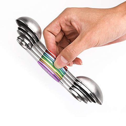 YellRin cucharas medidoras magnéticas de 7 piezas para medir líquidos y secos con precisión