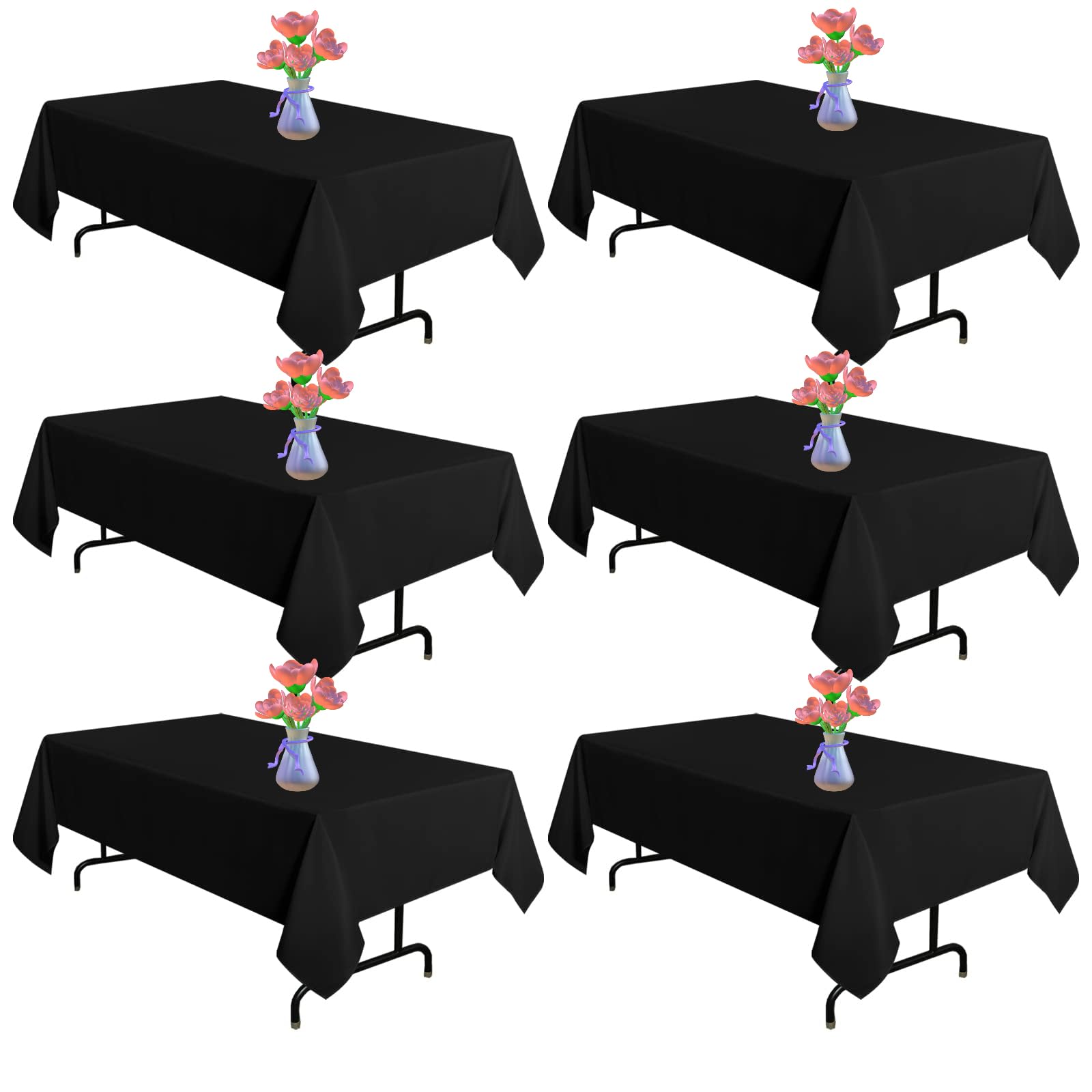 Mantel negro rectangular Yemosa 60x102, juego de 6, para banquetes