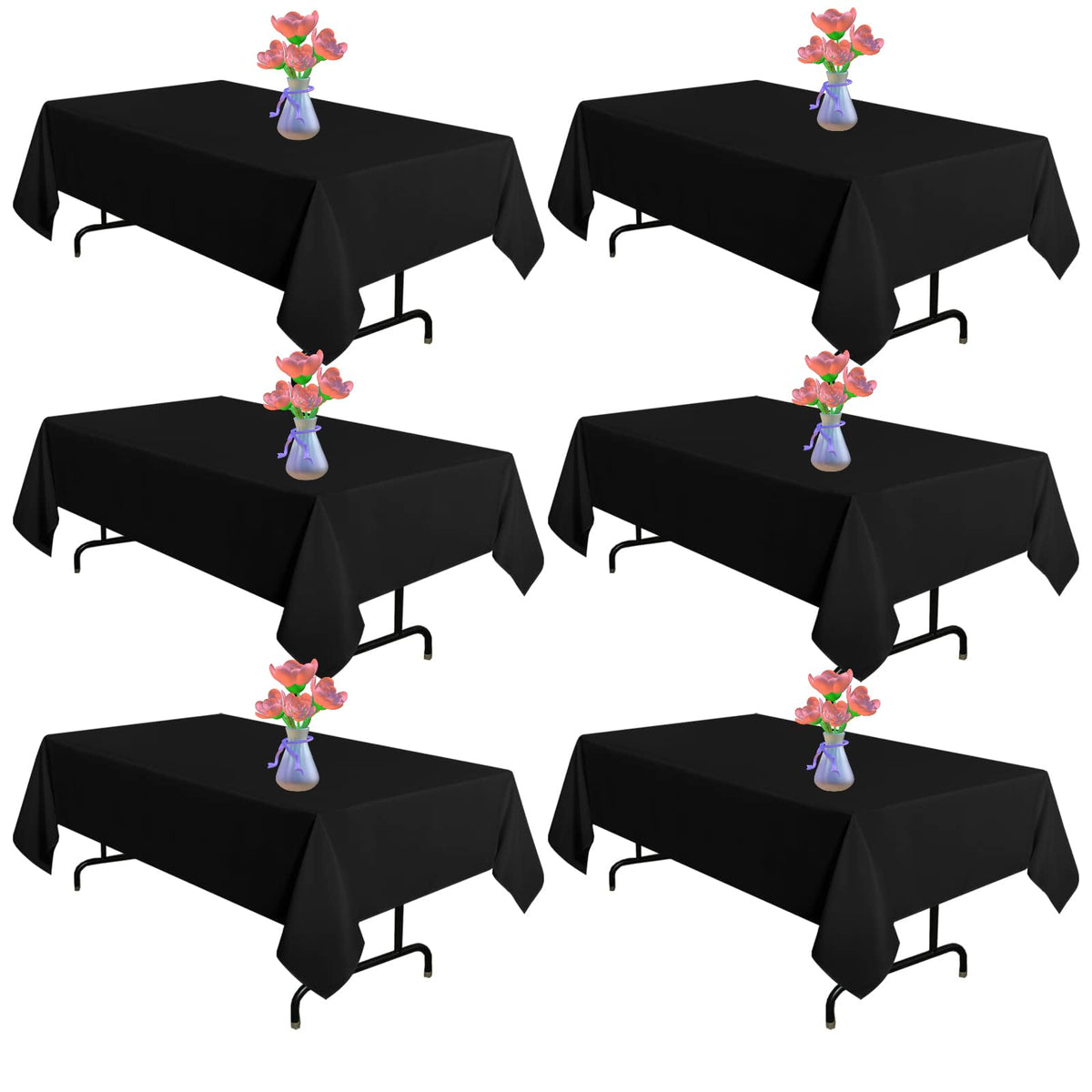Mantel negro rectangular Yemosa 60x102, juego de 6, para banquetes